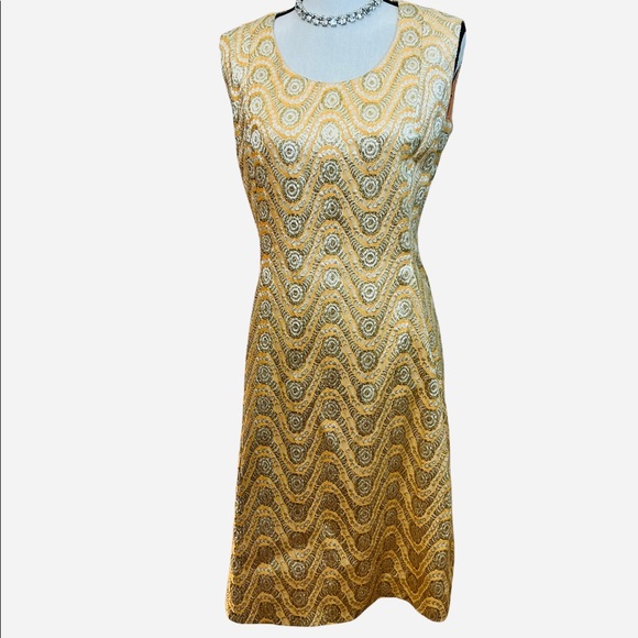 Vintage 1960s Lillie Rubin Gold Tapestry Tunic & Matching Jacket - size 10 - Picture 2 of 11